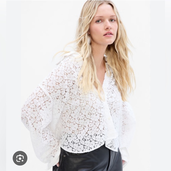 NEW Gap Cropped White Lace Shirt XS - Picture 4 of 11